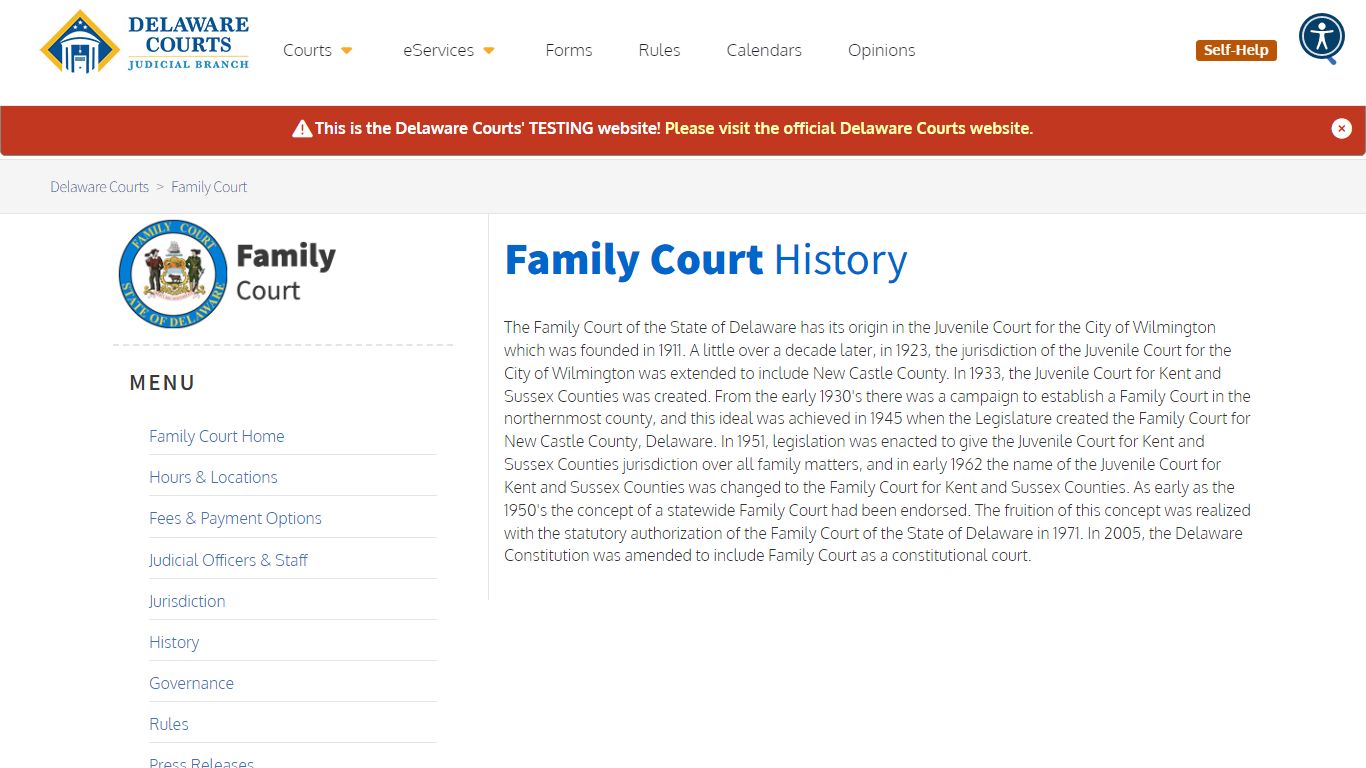 History - Family Court - Delaware Courts - State of Delaware